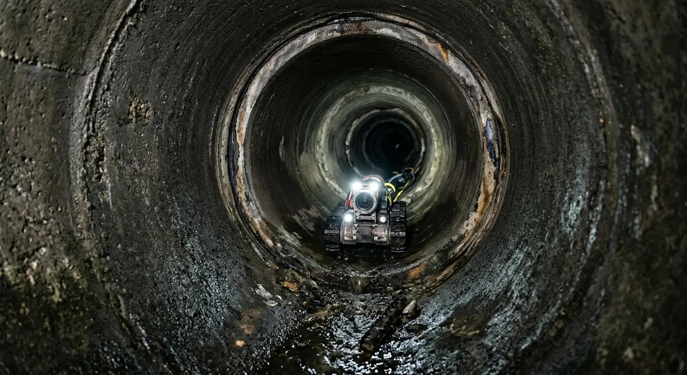 Robotic sewer camera inspecting pipe interior for Drain Snake Service in Mount Airy